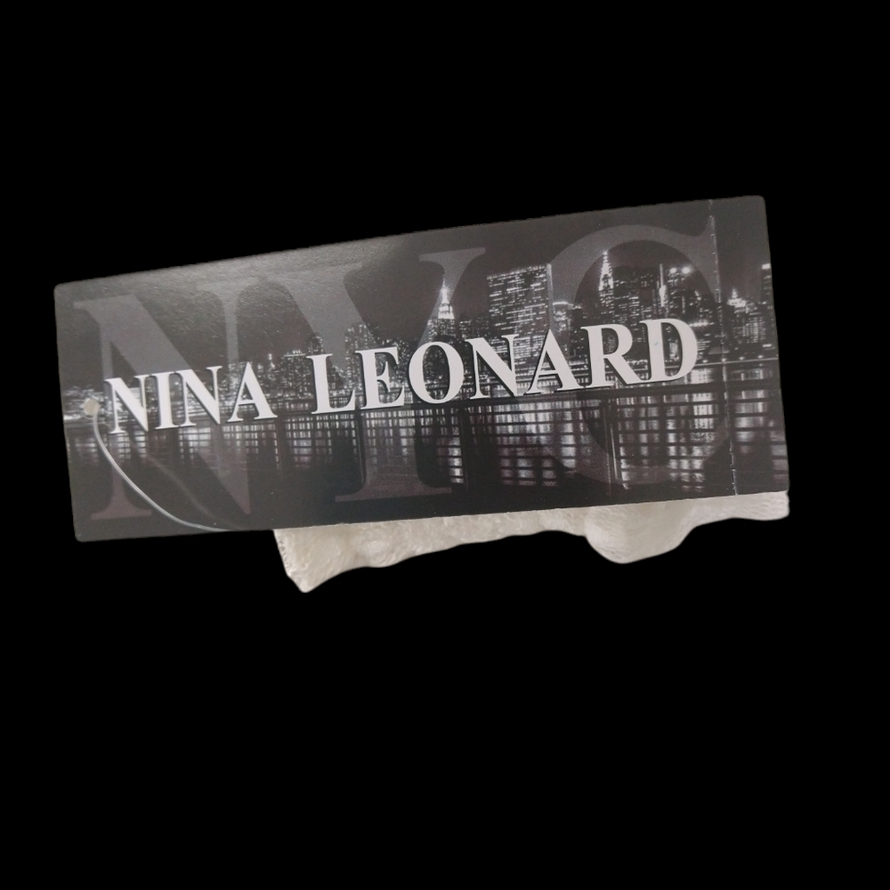 NWT Nina Leonard Dress L Sheer Mock Neck Long Sleeve Dotted Overlay In Ivory - Picture 6 of 10